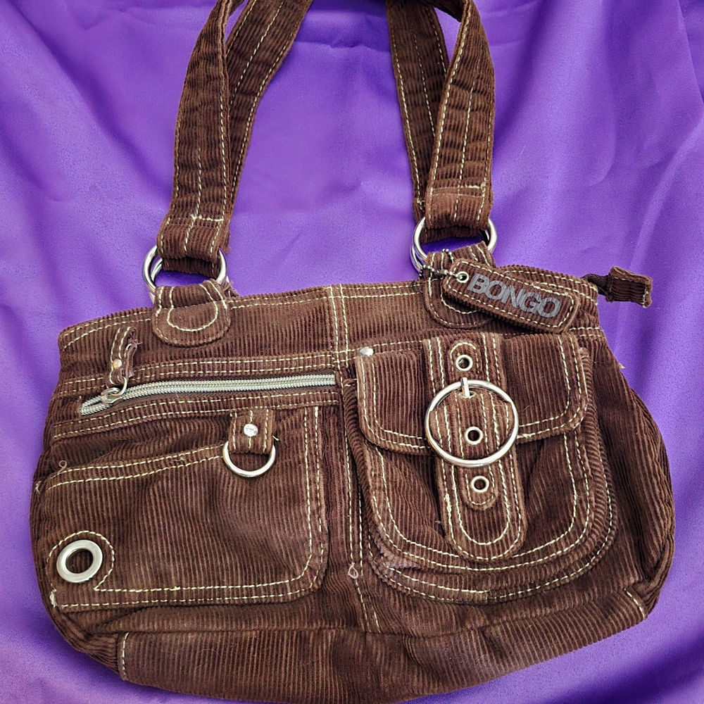 BONGO Brown Satchel with Distressed Finish and Double Straps
